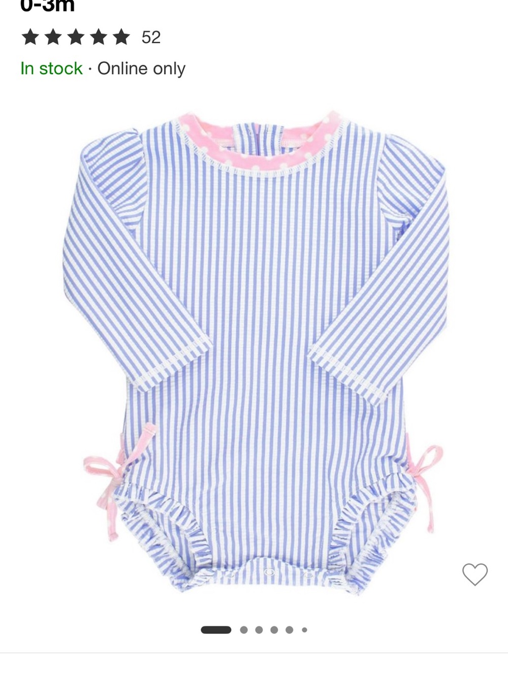 Ruffle Butts Striped Long Sleeve Baby swimsuit Pink Trim